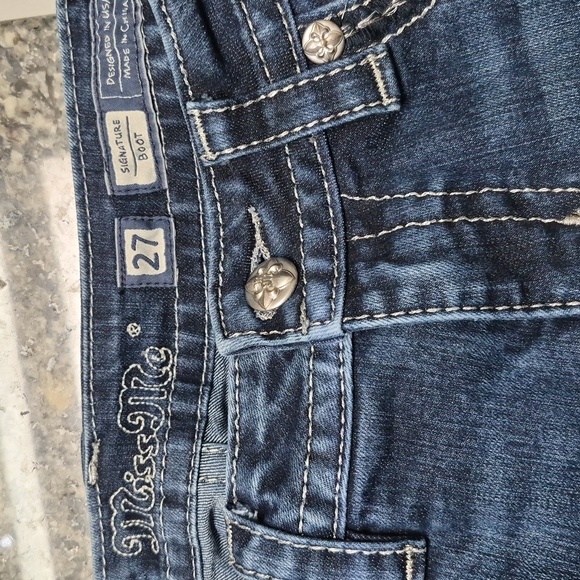 Miss Me Dark Blue Jeans with Black & Silver Accents - Picture 4 of 8